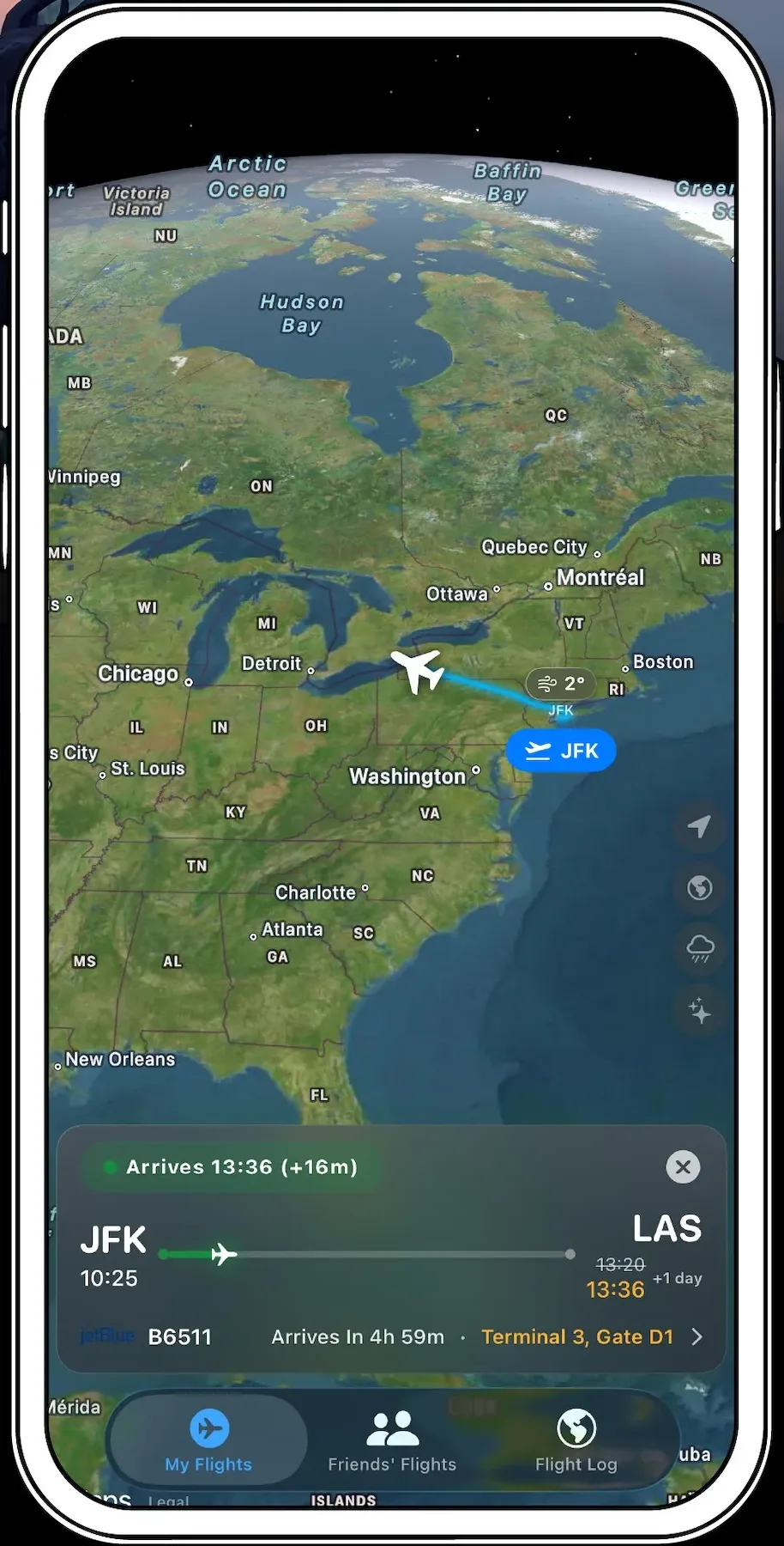 True Skies flight route, arrival time, terminal, and gate